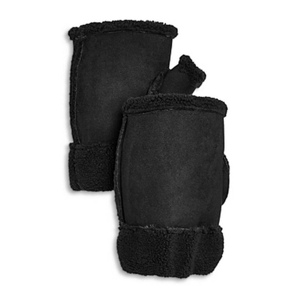 Aqua Fingerless Faux Shearling Mittens